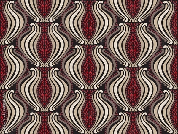Fototapeta Vector seamless pattern. Eastern pattern pomegranate, red color.