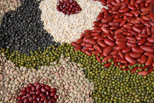 Obraz beans, legumes assortment background
