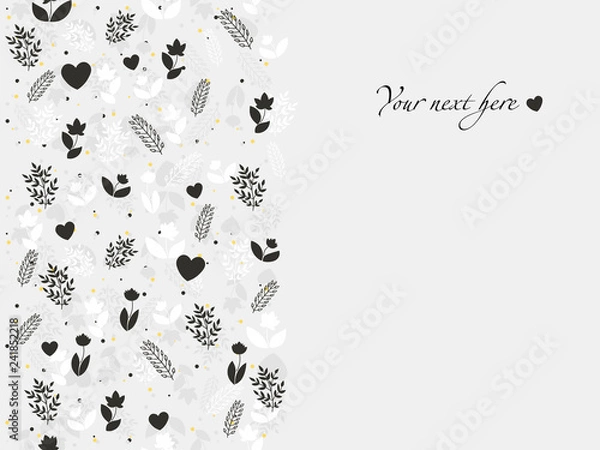 Obraz Elegant invitation card with detailed floral ornament. Minimalistic greeting card with flowers and dots