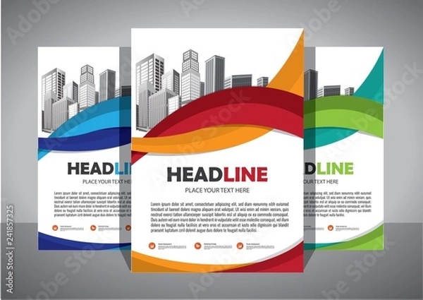 Fototapeta Business abstract vector template. Brochure design, cover modern layout, annual report, poster, flyer in A4 with colorful triangles, geometric shapes for tech, science, market with light background