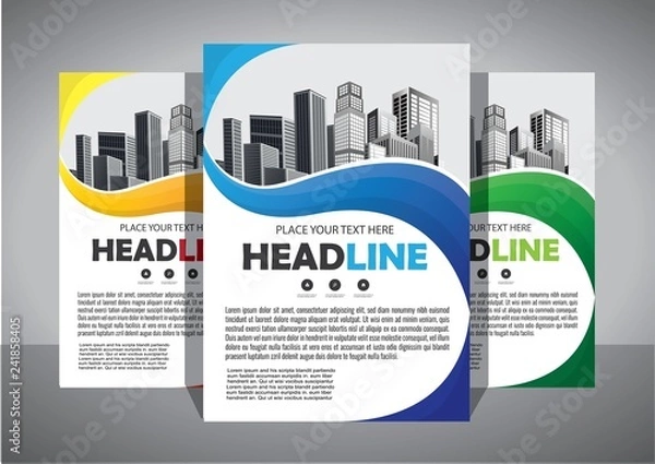Obraz Business abstract vector template. Brochure design, cover modern layout, annual report, poster, flyer in A4 with colorful triangles, geometric shapes for tech, science, market with light background
