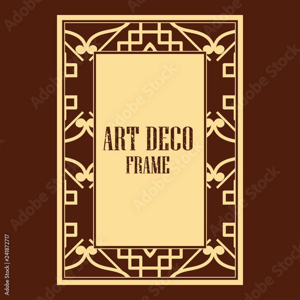 Fototapeta Vector geometric frame in Art Deco style. Rectangle vector abstract element for design.