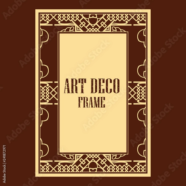 Fototapeta Vector geometric frame in Art Deco style. Rectangle vector abstract element for design.