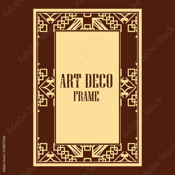 Fototapeta Vector geometric frame in Art Deco style. Rectangle vector abstract element for design.