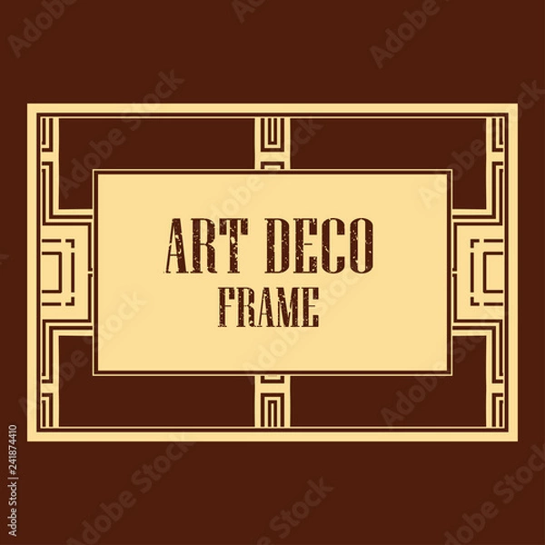 Fototapeta Vector geometric frame in Art Deco style. Rectangle vector abstract element for design.