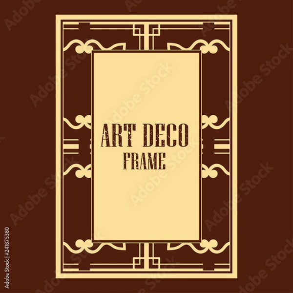 Fototapeta Vector geometric frame in Art Deco style. Rectangle vector abstract element for design.