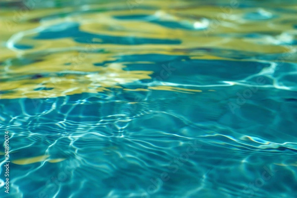 Fototapeta Background of clean water in a blue swimming pool