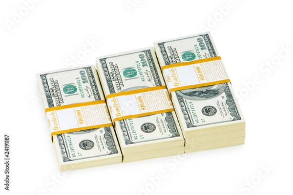 Obraz Stack of dollars isolated on the white