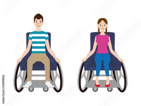 Obraz 車椅子に乗る男性と女性