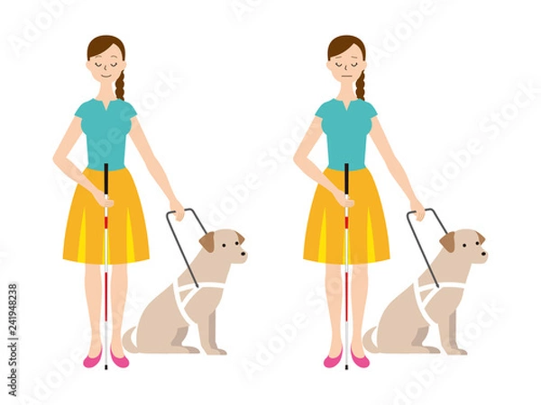 Obraz 視覚障害者の女性と盲導犬