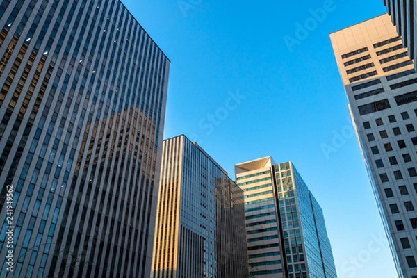 Obraz 品川区の都市風景　夕方の空と高層ビル群２