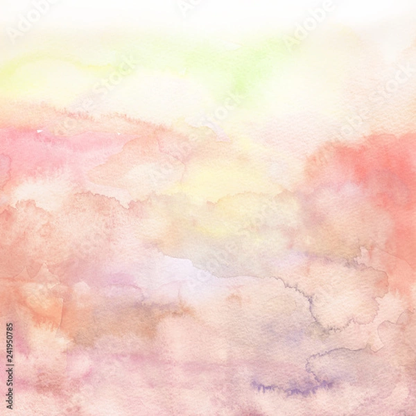 Fototapeta 水彩　ピンク　黄　手描き