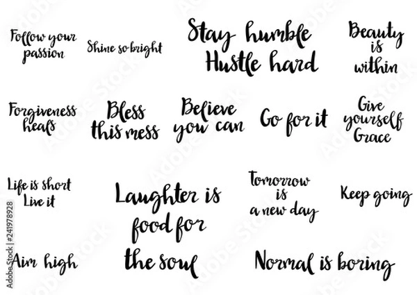 Obraz hand drawn black lettering set.