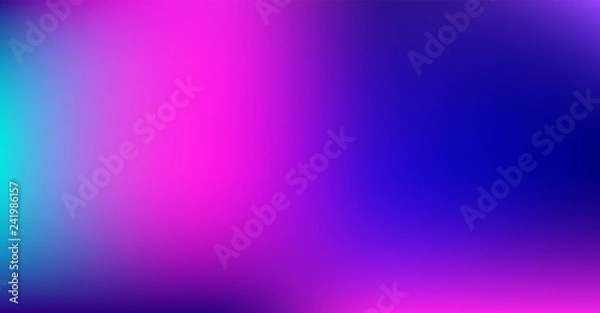 Fototapeta Purple Blue Gradient Vibrant Dreamy Vector Background. Sunrise, Sunset, Sky, Water Color Overlay Neon Design Element. Luxury Trendy Holograph Defocused Texture. Digital Funky Cool Tech Gradient Paper.