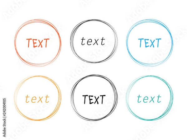 Obraz Hand drawn scribble circles. Round sketch line vector frames. Scribble round sketch frame pencil with sample text illustration