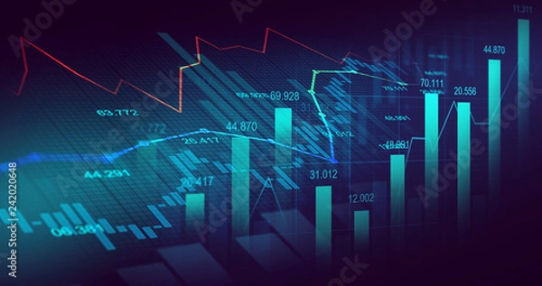 Obraz Stock market or forex trading graph in graphic concept