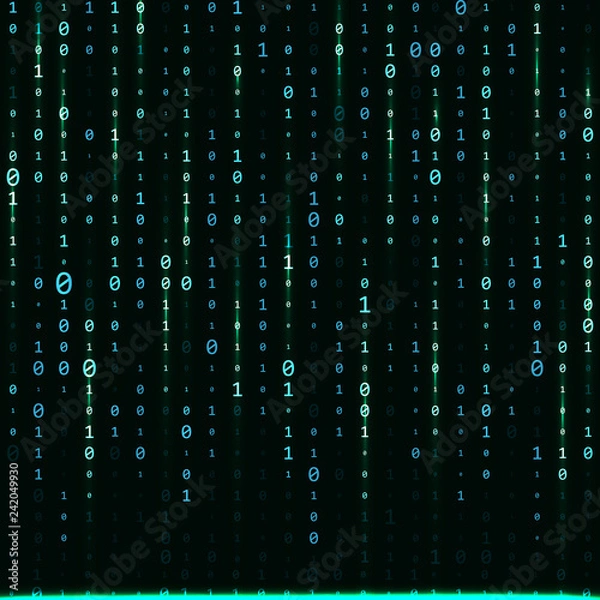 Fototapeta binary code zero one matrix white background. banner, pattern, wallpaper. Vector illustration