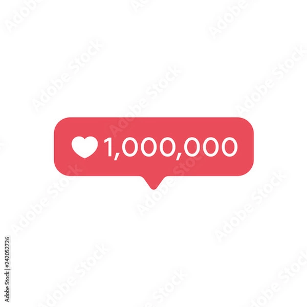 Fototapeta Red Heart like, new message bubble, quantity number notifications icons templates. Social network app icons.