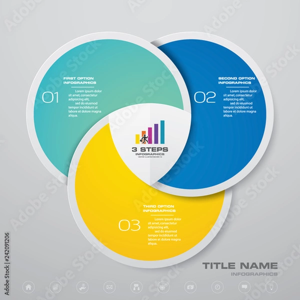 Obraz 3 steps simple&editable process chart infographics element. EPS 10.	