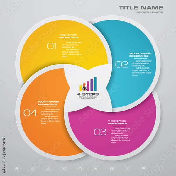 Fototapeta 4 steps simple&editable process chart infographics element. EPS 10.	