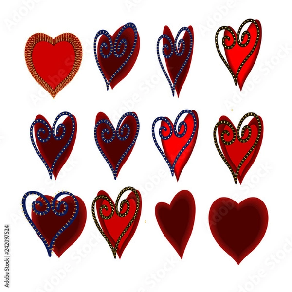 Obraz Red and burgundy heart set