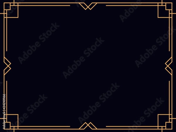 Fototapeta Art deco frame. Vintage linear border. Design a template for invitations, leaflets and greeting cards. Style of the 1920s, 1930s. Vector illustration