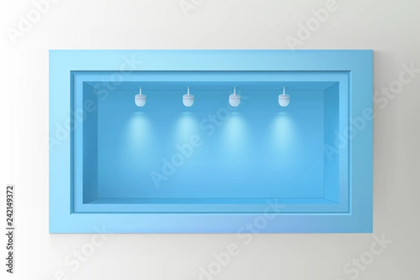 Fototapeta Showcase with light sources. Illustration isolated on background. Graphic concept for your design