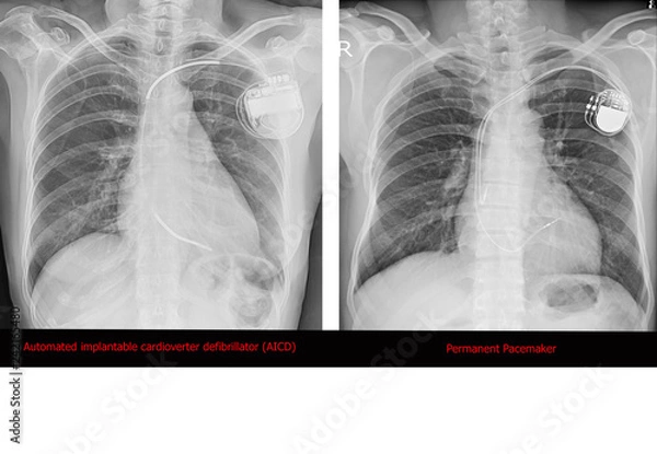 Fototapeta Automated implantable cardioverter defibrillator (AICD) and Permanent Pacemaker.