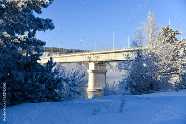 Obraz bridge over river in winter