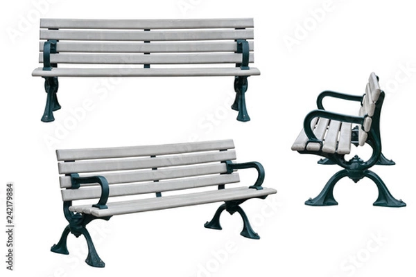 Obraz Park bench on white background