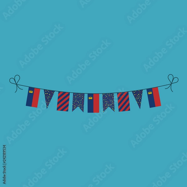 Obraz Decorations bunting flags for Liechtenstein national day holiday in flat design. Independence day or National day holiday concept.