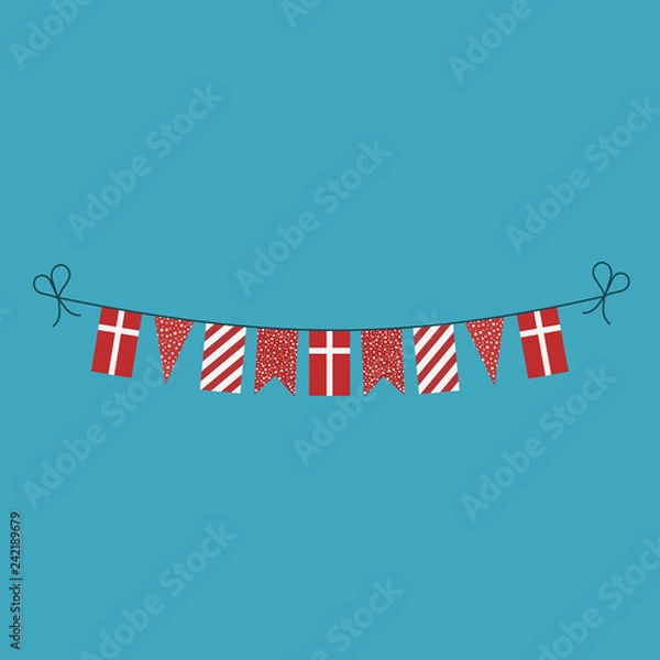 Obraz Decorations bunting flags for Denmark national day holiday in flat design. Independence day or National day holiday concept.