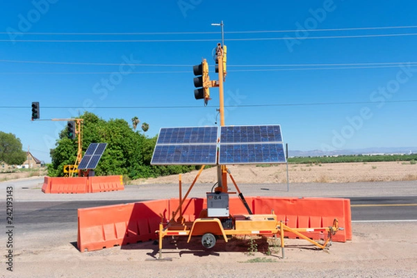 Obraz Temporary traffic lights powered by solar energy