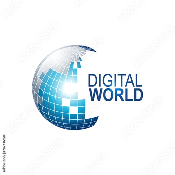Obraz Abstract Digital World globe logo template vector illustration