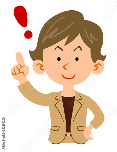 Fototapeta 気がつく女性　ショートヘア　ビジネス
