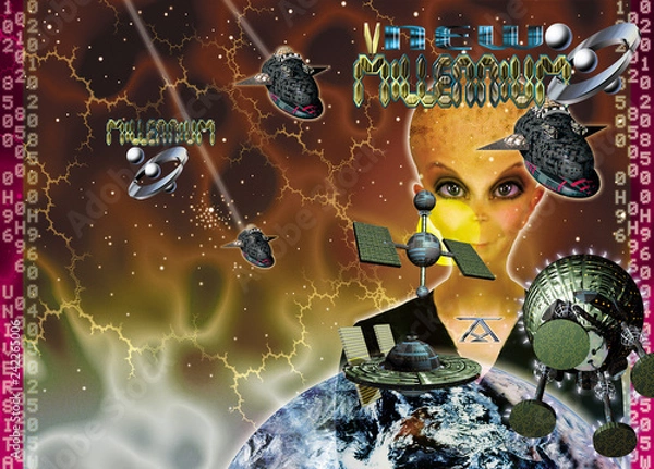 Obraz New Millennium mit pinkem Rand