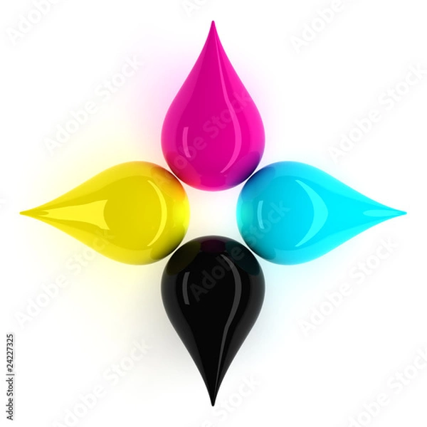 Obraz CMYK Drips. Inlude Clipping Path.