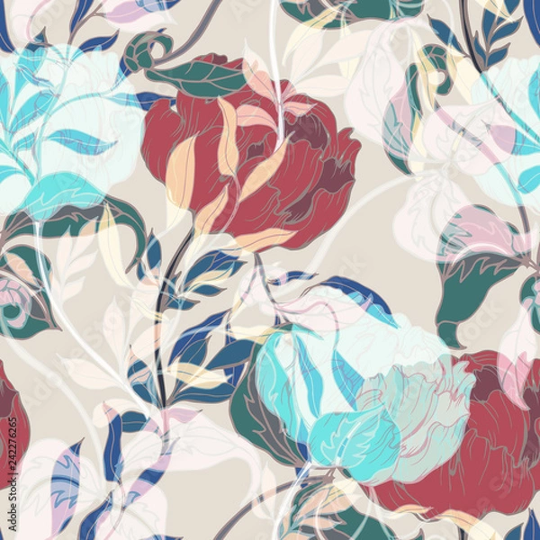 Obraz Beautiful seamless floral pattern background.