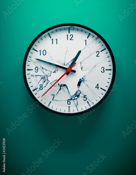 Fototapeta Shattered wall clock