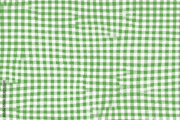 Obraz Green picnic blanket fabric with squared patterns and texture