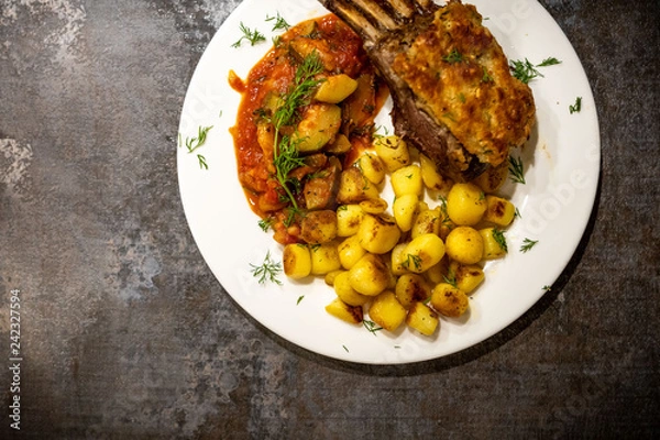 Obraz Lammkarree mit Kräuterkruste