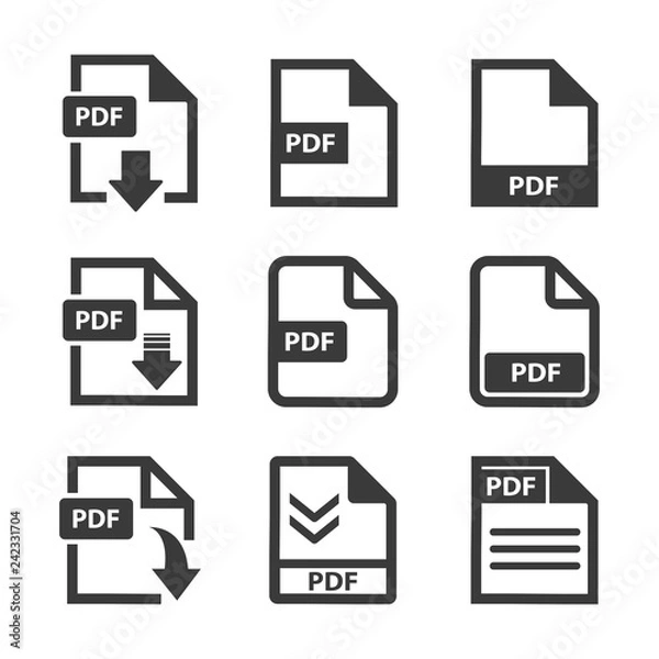 Fototapeta pdf file vector icon set