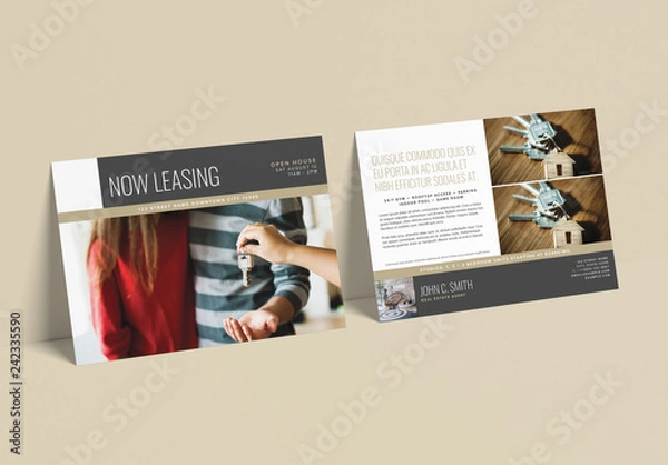 Obraz Bronze and Gray Now Leasing Postcard Layout