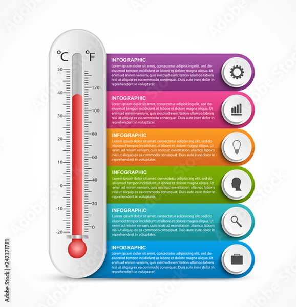 Obraz Infographics thermometer design template. Vector illustration.