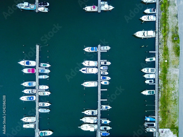Obraz boats at docks aerial view