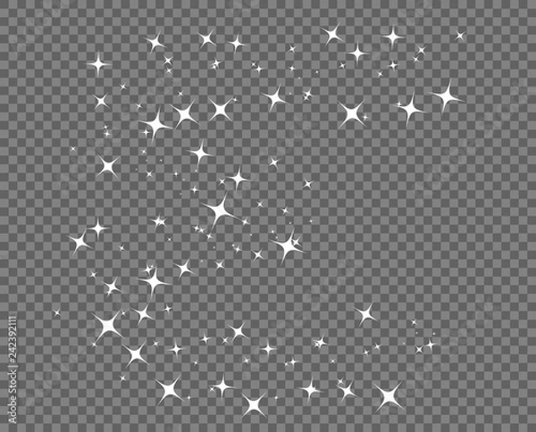 Fototapeta Stars abstract white. Comet tail. Monochrome Shine of purity. Element vector template isolated on a transparent background.