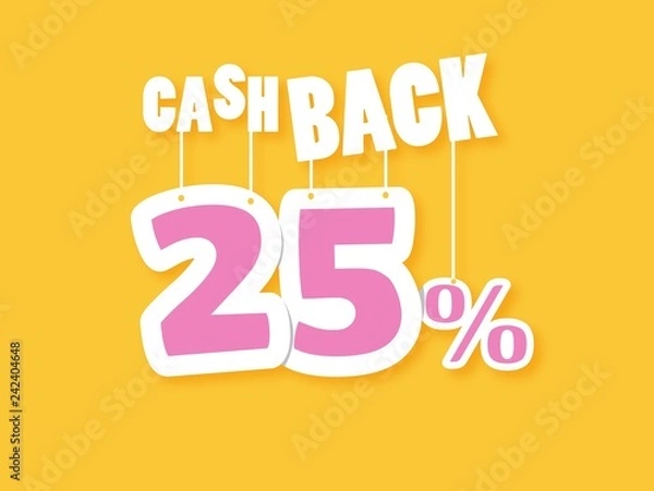 Obraz Cash Back label design 25% on dropshadow vector