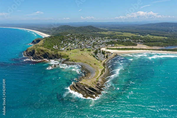 Obraz Aerial view over Crescent Head and surrounds on the Mid North Coast of New South Wales, Australia