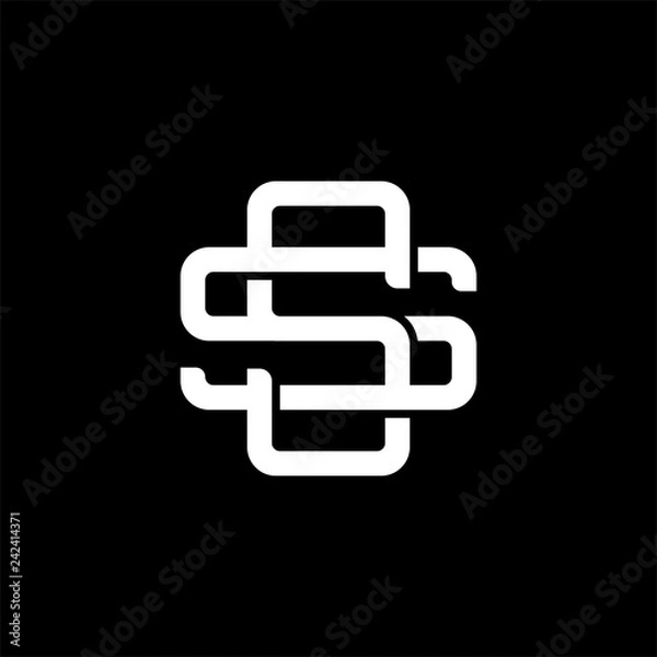 Fototapeta Initial letter S and S, SS, overlapping interlock monogram logo, white color on black background