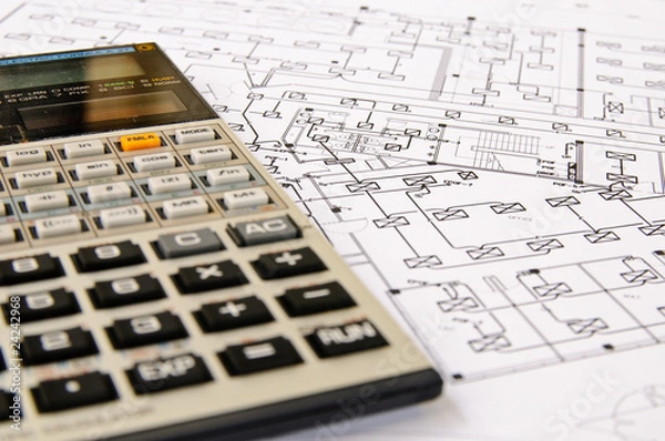 Fototapeta A drawing with calculator.
